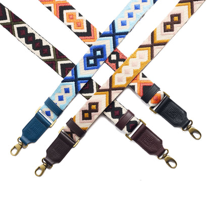 All Variants | Collection of adjustable fabric and leather straps with multicolor pattern