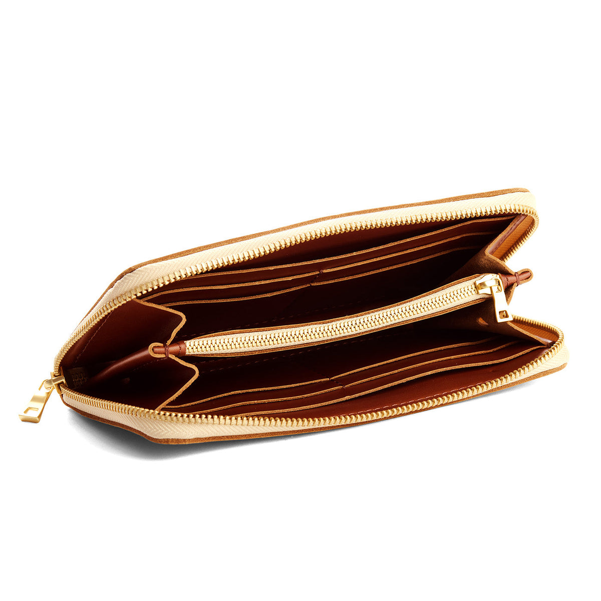 Madrone | Large accordion leather wallet with zipper and PLG logo