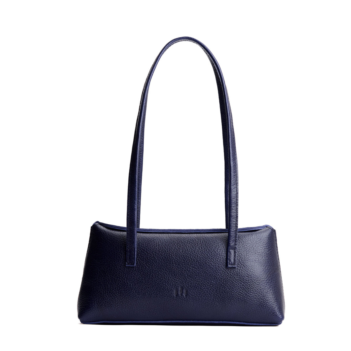 Cobalt | Leather bowler bag with magnetic closure against a white background