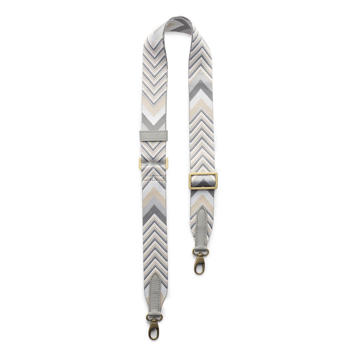 Fog Gray | Strap with chevron pattern and brass-toned hardware