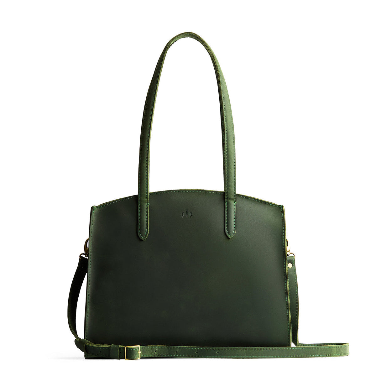 Evergreen*Large | Leather tote bag with handles, adjustable crossbody strap, zipper top, and two back pockets