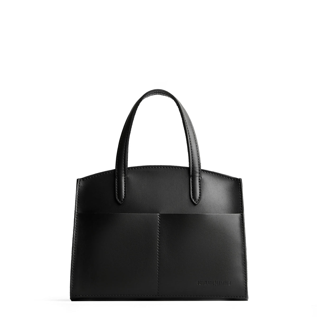Black*Medium| Leather tote bag with handles, adjustable crossbody strap, zipper top, and two back pockets