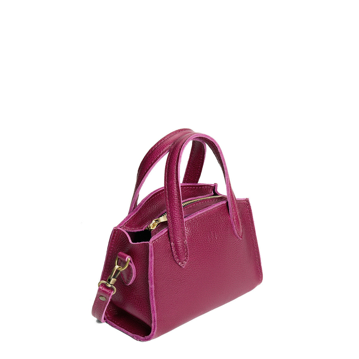 Orchid*Mini | Leather tote bag with handles, adjustable crossbody strap, zipper top, and a back pocket