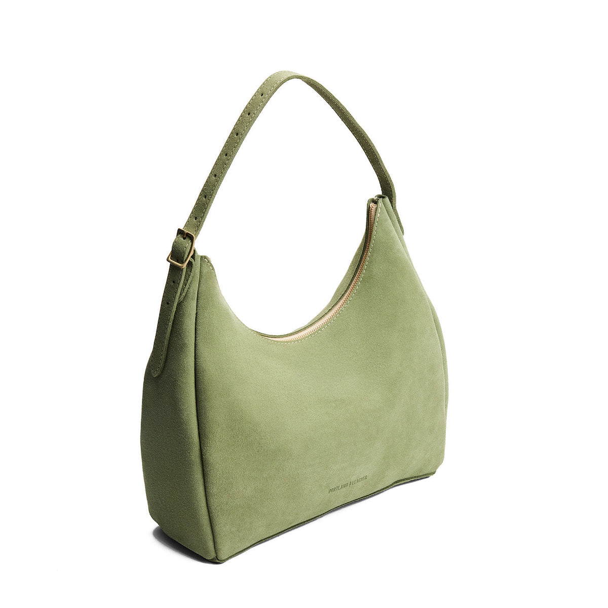 Laurel*Large | U-shaped, flat-bottomed leather shoulder bag with adjustable strap