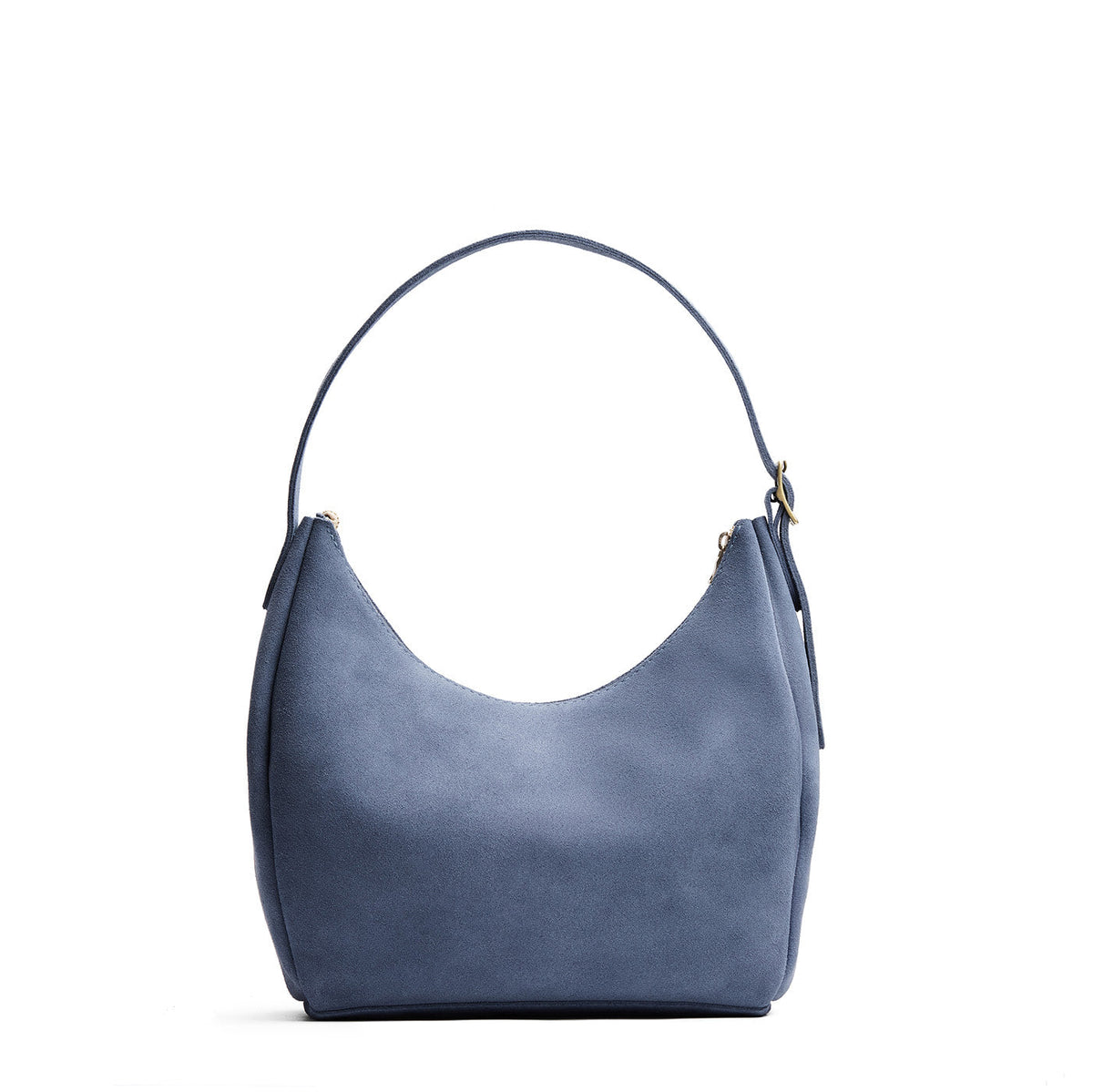 Denim*Medium | U-shaped, flat-bottomed leather shoulder bag with adjustable strap
