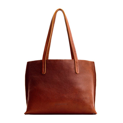 Nutmeg*Medium | leather tote bag with interior snap key loop