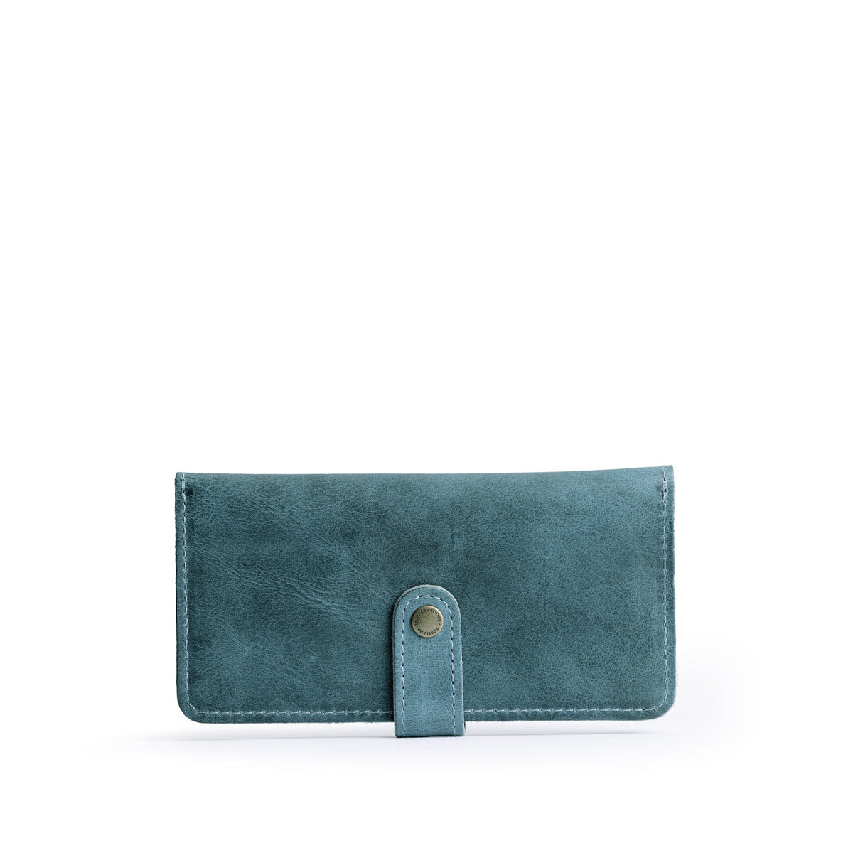 Aqua | Leather wallet with snap closed