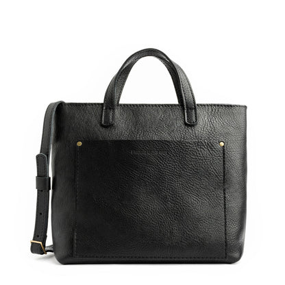 Pebbled--black*Zipper | Midsize crossbody tote with handles and a pocket
