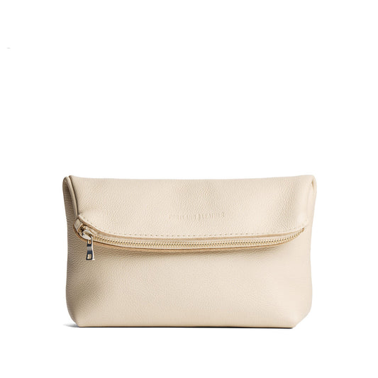 Pebbled Bone | Closed folded zipper pouch