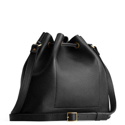 Pebbled--black*Large | Slouchy crossbody bag with leather drawstring closure