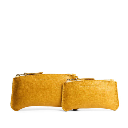 Sunshine | Large and Small pouches with a top zipper and unique curved bottom