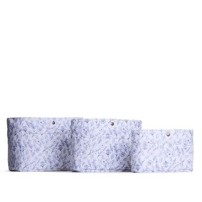 Marbella*Classic | Three size comparison of printed canvas purse organizers