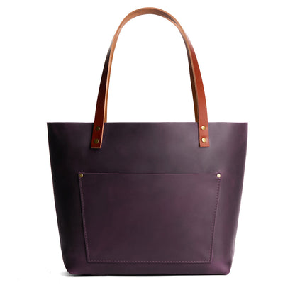 Larkspur*Classic | Large leather tote bag with sturdy bridle handles and front pocket