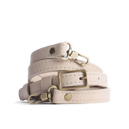 Bone | Leather crossbody strap with metal buckle and lever snap swivel clasps