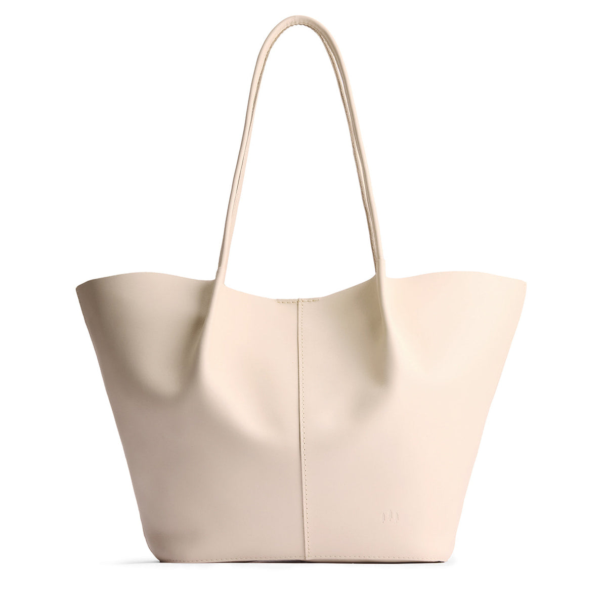 Bone*Oversized | Extra wide bucket shaped tote bag with matching leather handles