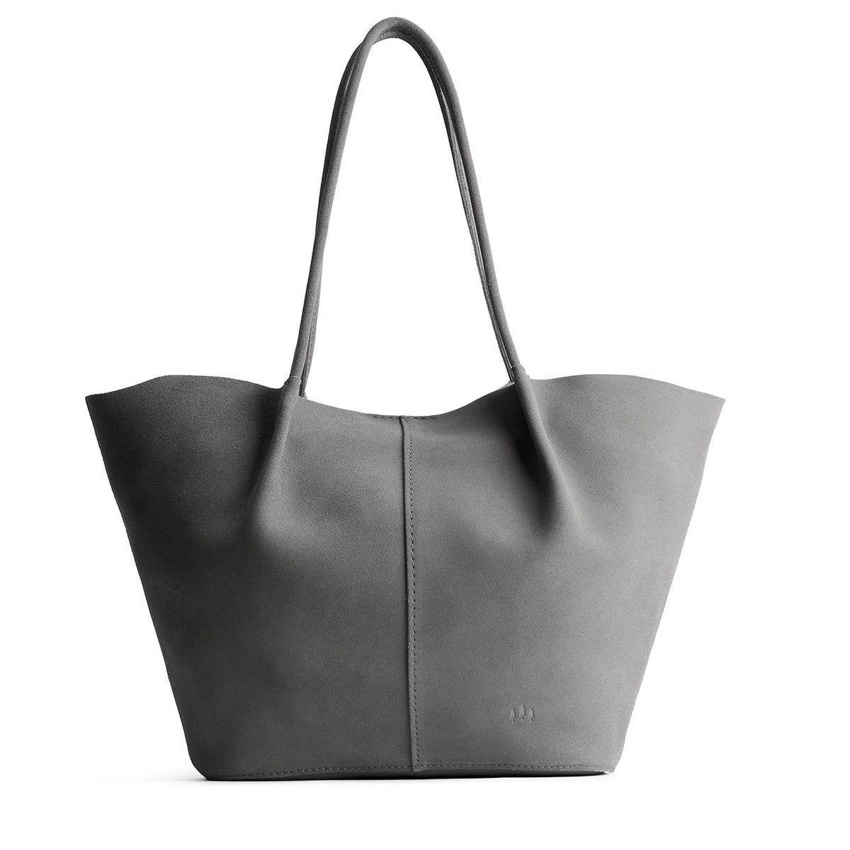 Smoke Grey*Oversized | Extra wide bucket shaped tote bag with matching leather handles