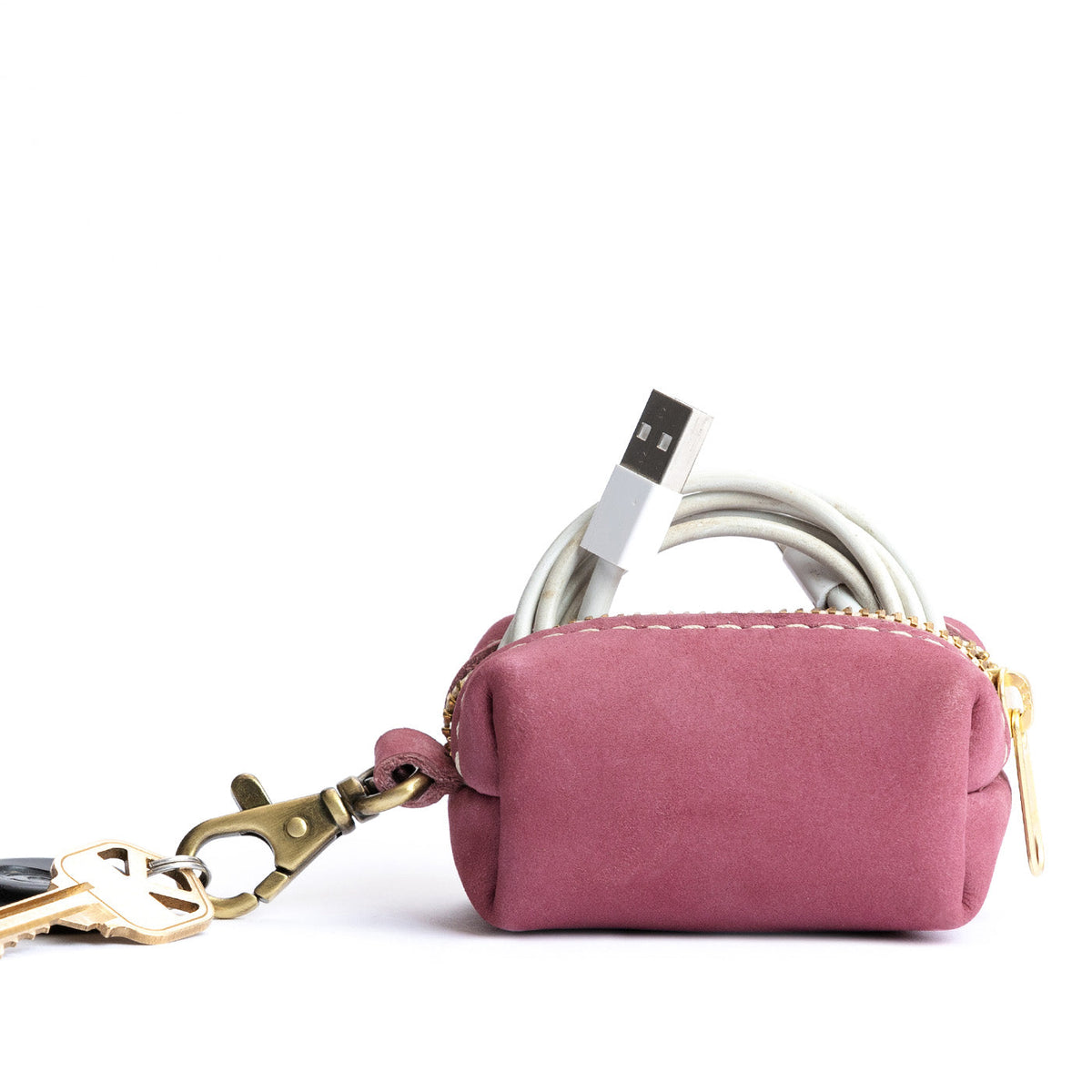 All Color: Foxglove | Leather small keychain pouch