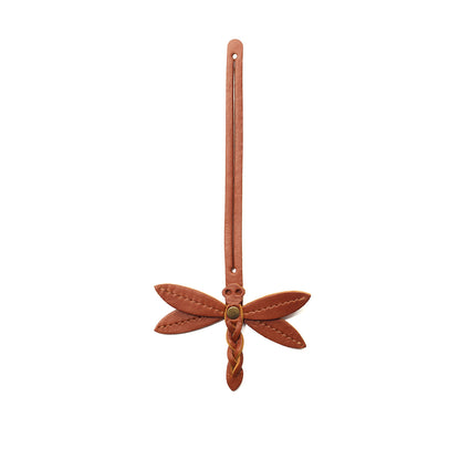Honey | Dragonfly shaped leather charm tassel