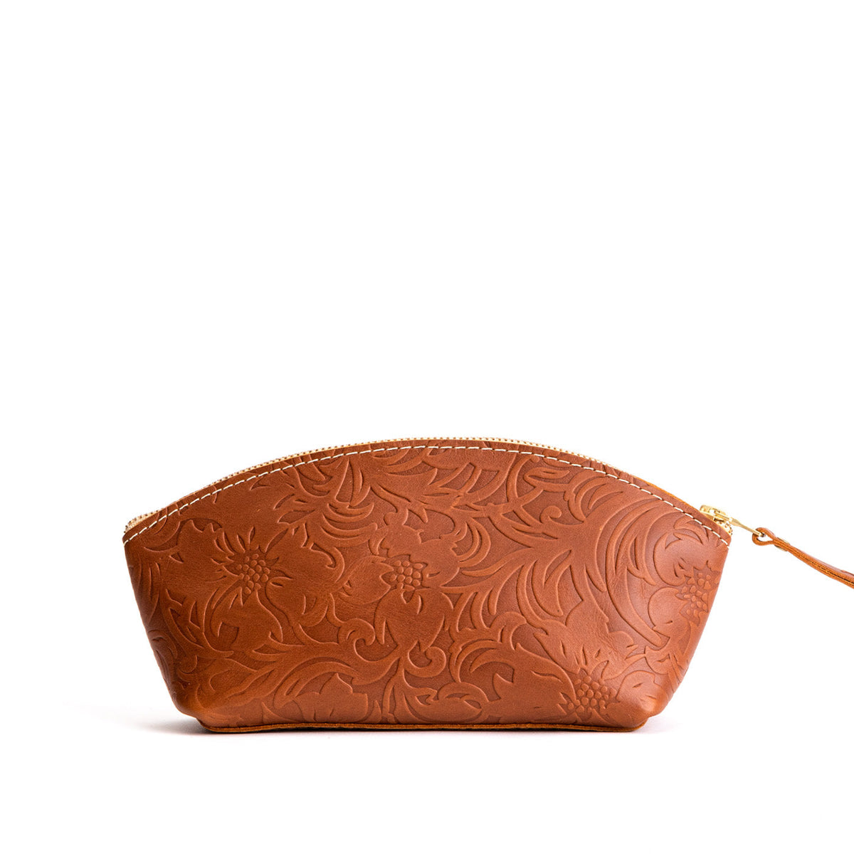 Meadow*Eclipse | Spacious leather makeup bag with curved seams and top zipper