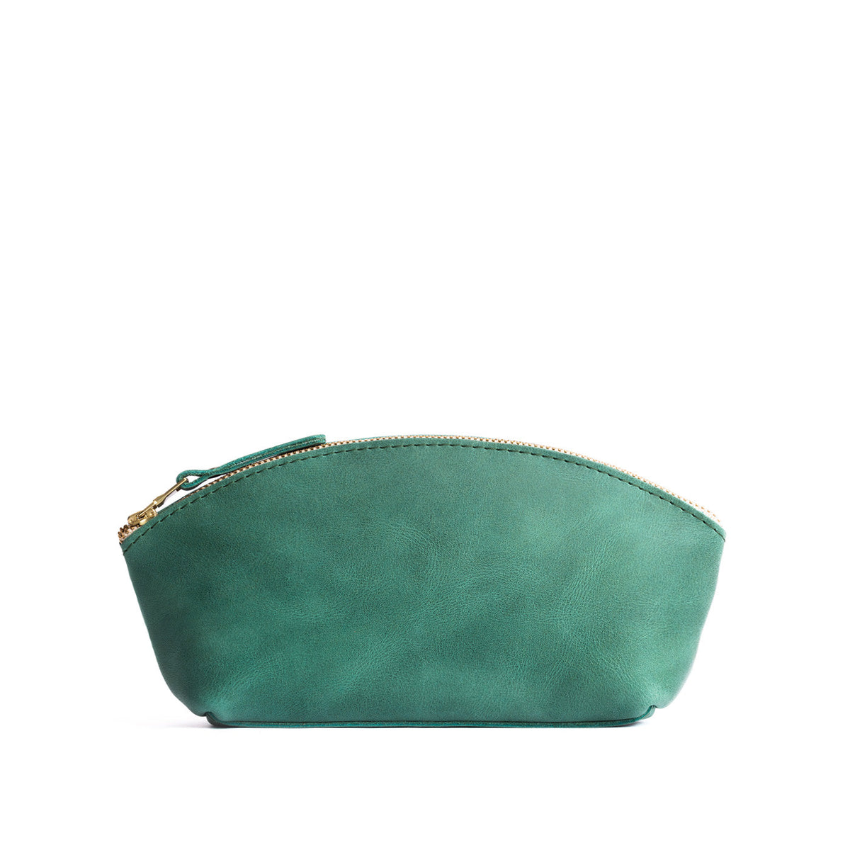 Surf*Eclipse | Spacious leather makeup bag with curved seams and top zipper