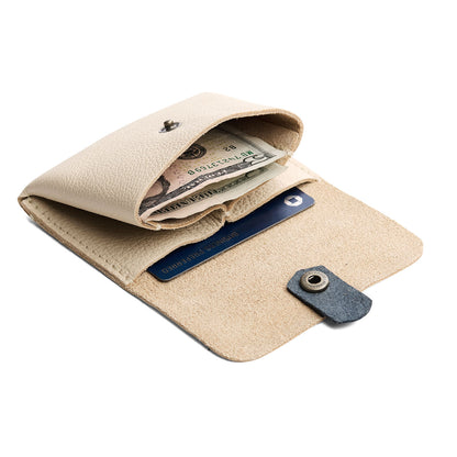 Pebbled Bone | Envelope snap wallet with contrast pull tab