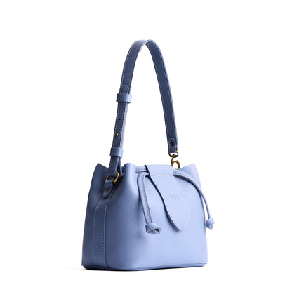 Aster*Small | Symmetrical leather bag with leather drawstring closure and adjustable shoulder strap