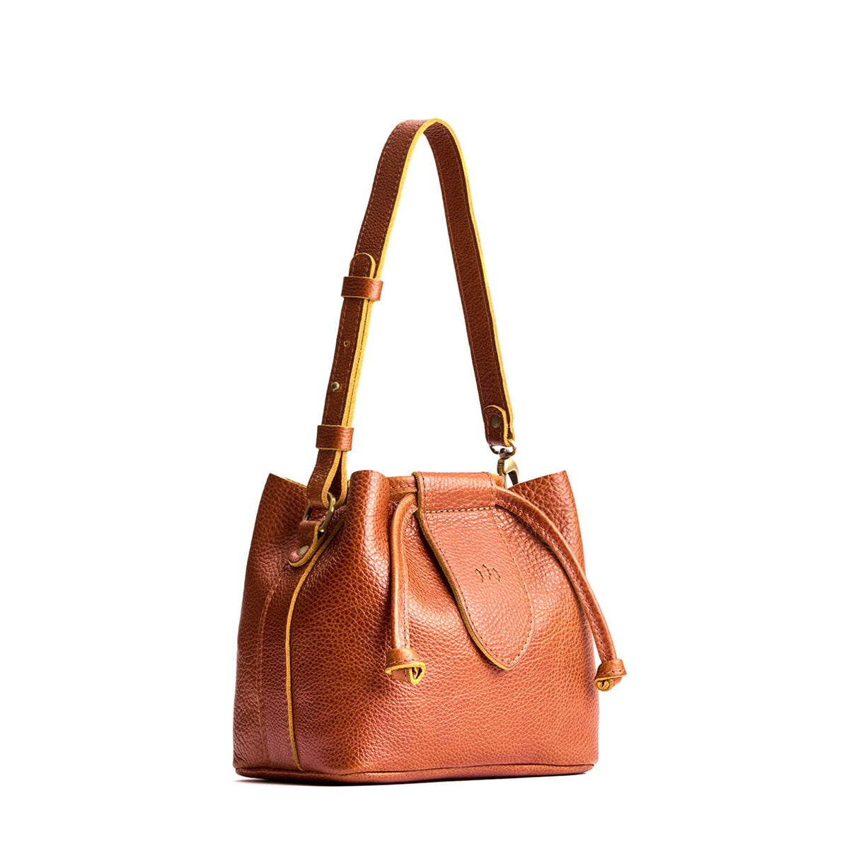 Sienna*Small | Symmetrical leather bag with leather drawstring closure and adjustable shoulder strap
