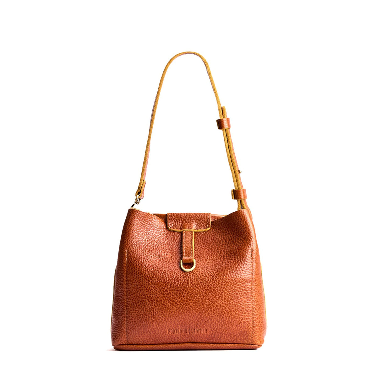 Sienna*Small | Symmetrical leather bag with leather drawstring closure and back ring for accessories