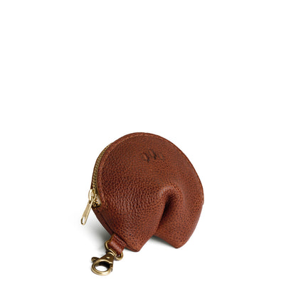 Nutmeg | Leather fortune cookie shaped keychain pouch