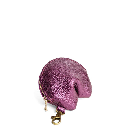 Ultra Violet | Leather fortune cookie shaped keychain pouch