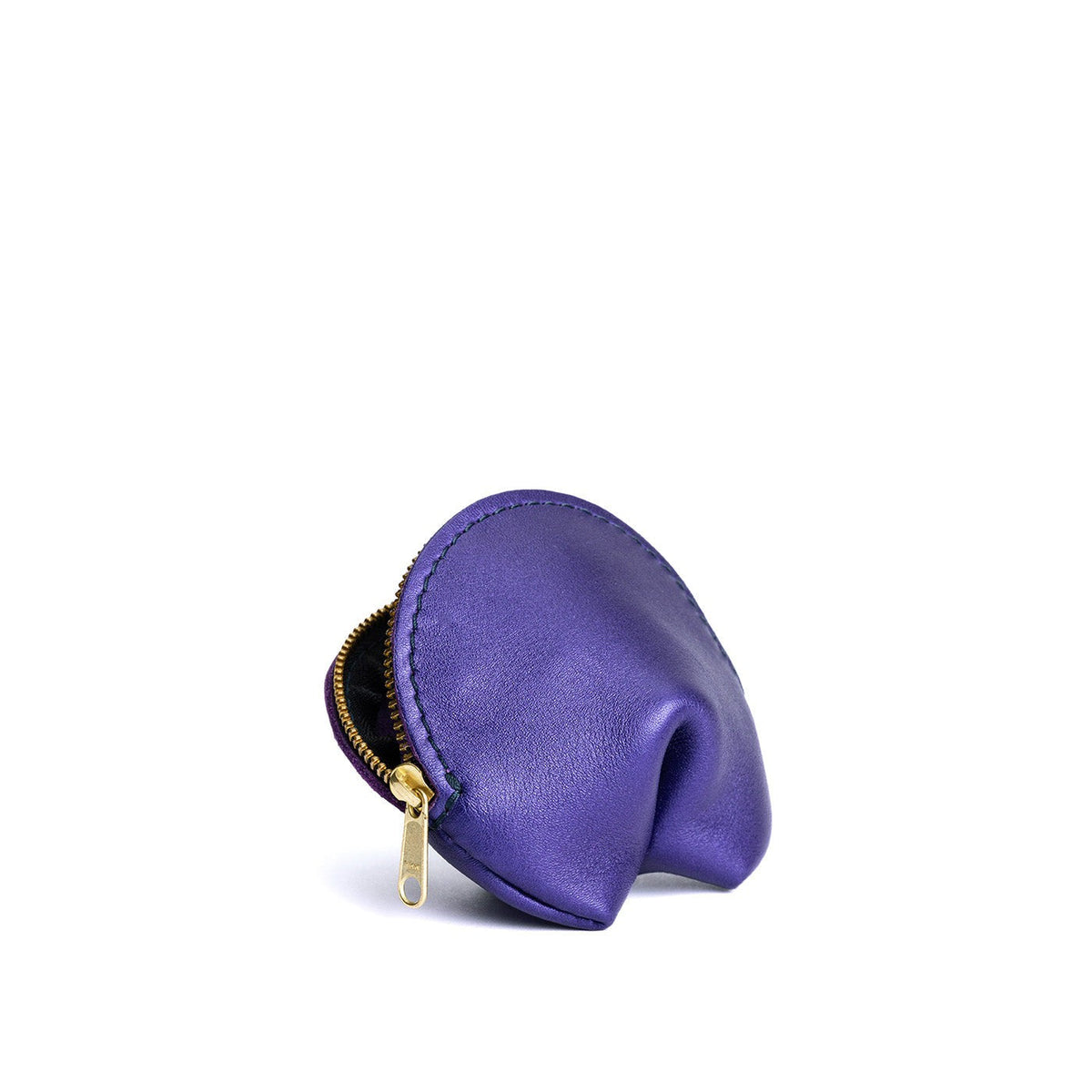 Amethyst | Leather fortune cookie shaped pouch