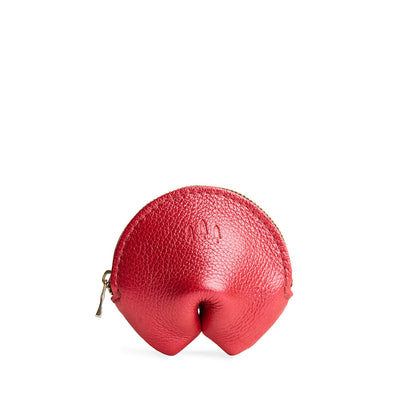 Reba Red | Leather fortune cookie shaped pouch