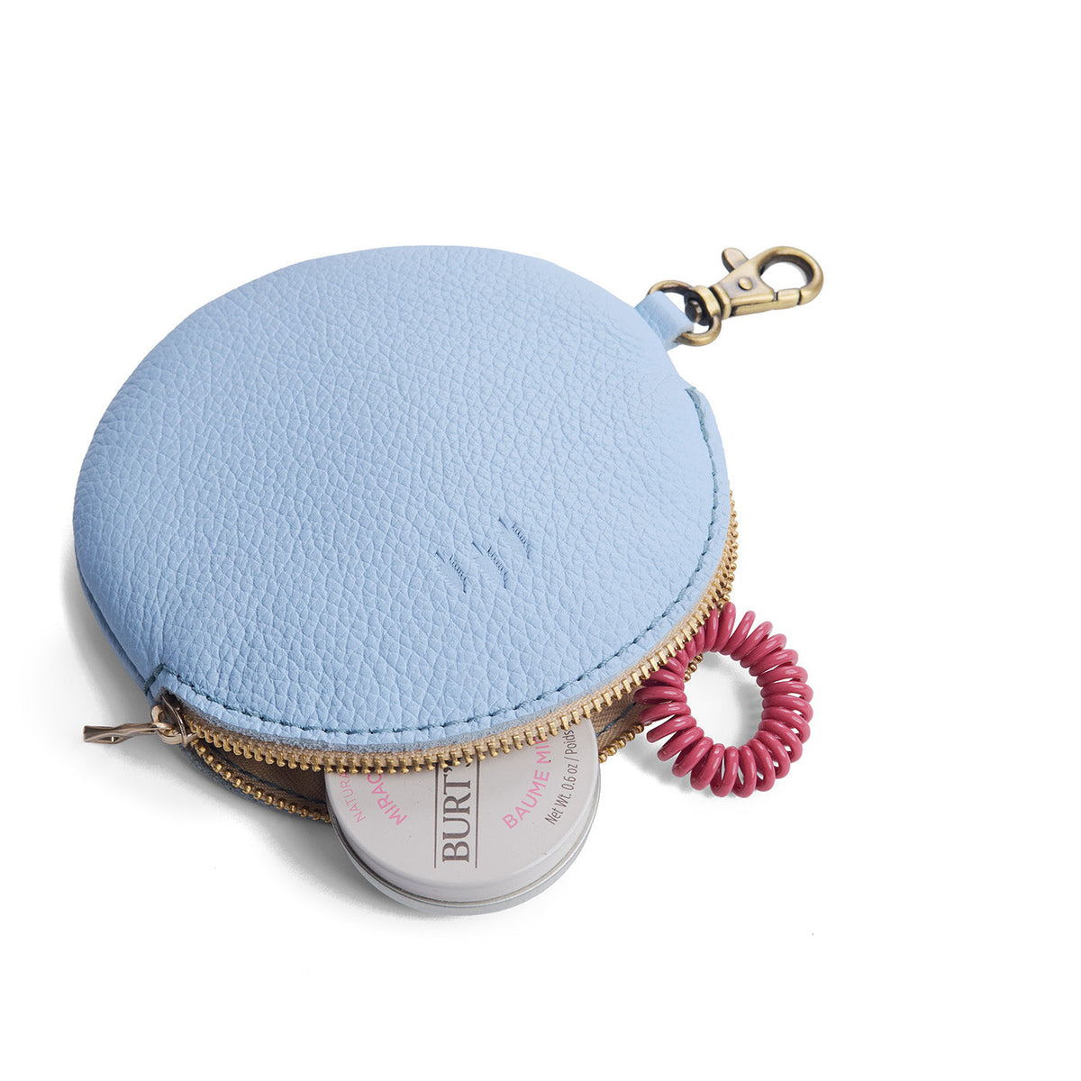 Skyway | Leather flat round keychain pouch
