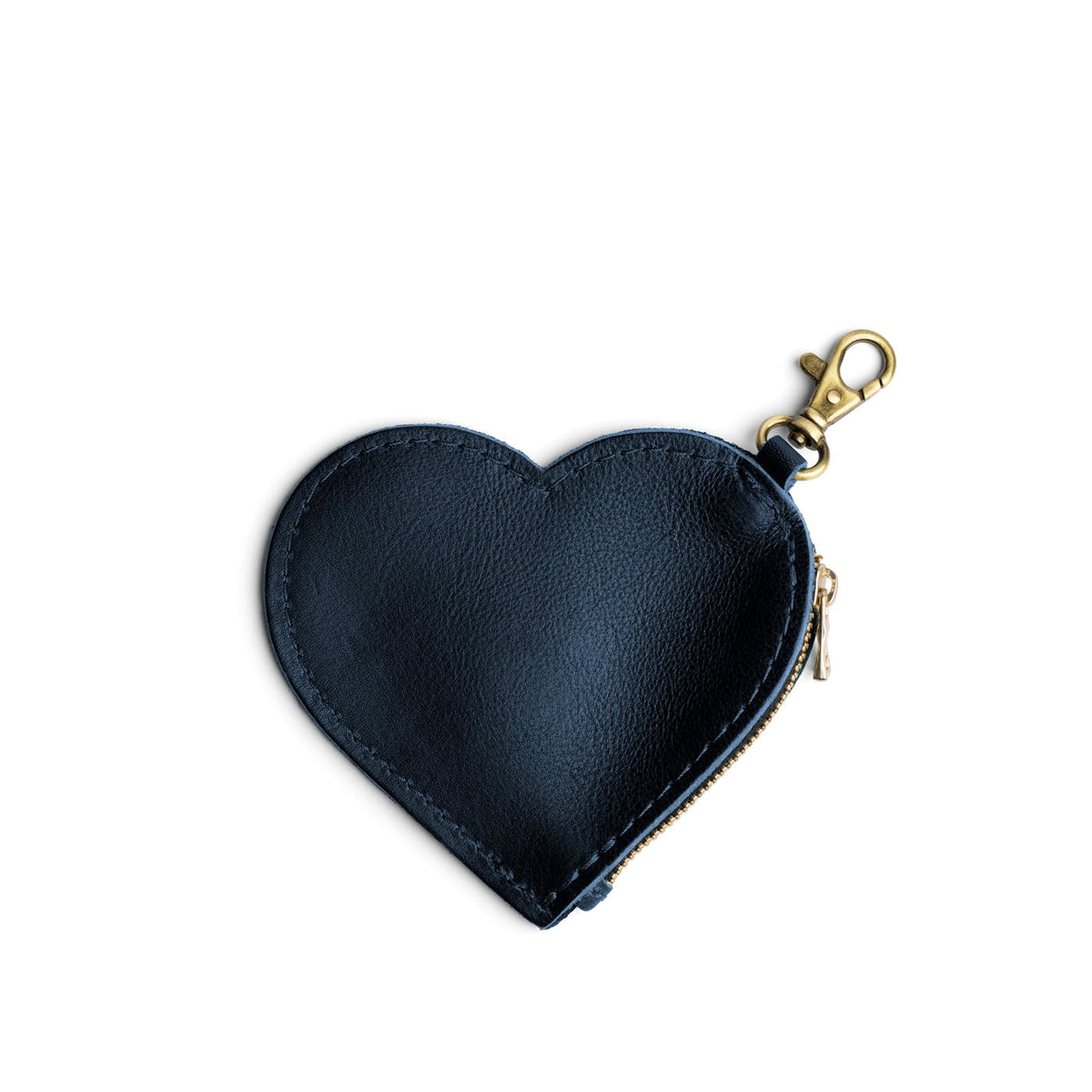 Boreal | Heart-shaped leather pouch keychain with zipper top and lobster clasp