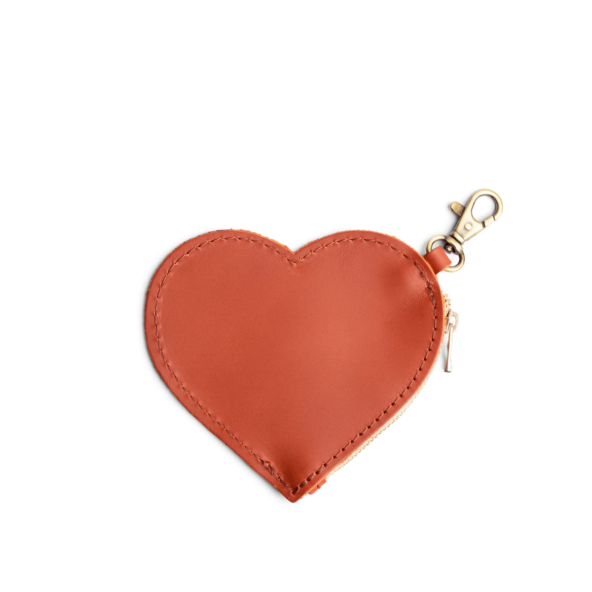 Clownfish | Heart-shaped leather pouch keychain with zipper top and lobster clasp