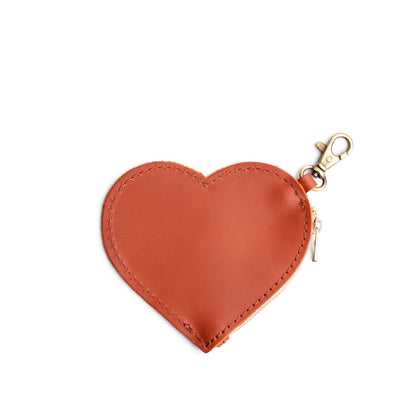 Clownfish | Heart-shaped leather pouch keychain with zipper top and lobster clasp