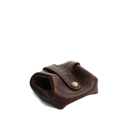 Coldbrew | Foldable square leather pouch with snap closure closed