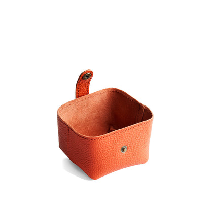 Koi | Foldable square leather pouch with snap closure open