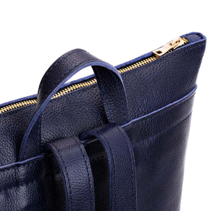 Cobalt | Rectangular slim leather backpack