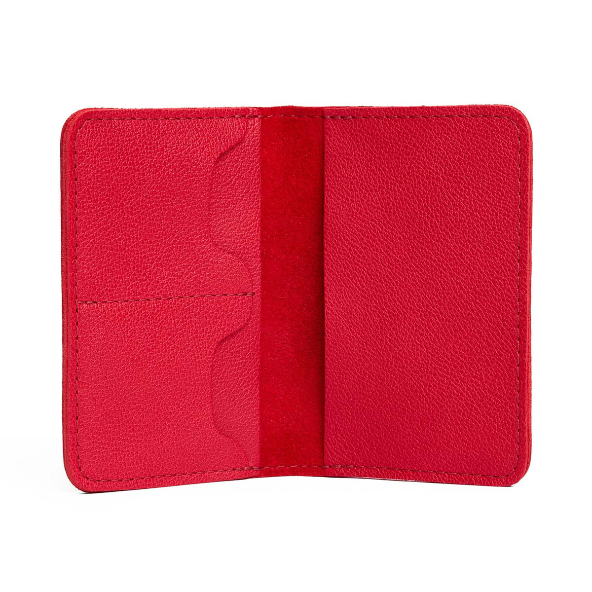 Cherry | Leather passport case with PLG logo open shot