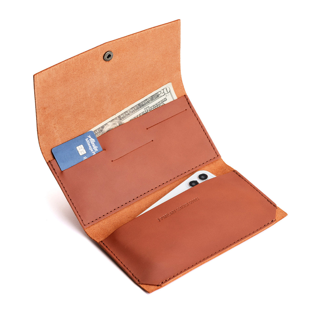 Clownfish | Leather wallet with snap closure open