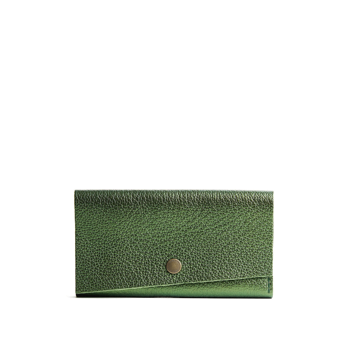 Metallic Greench | Leather wallet with snap closure