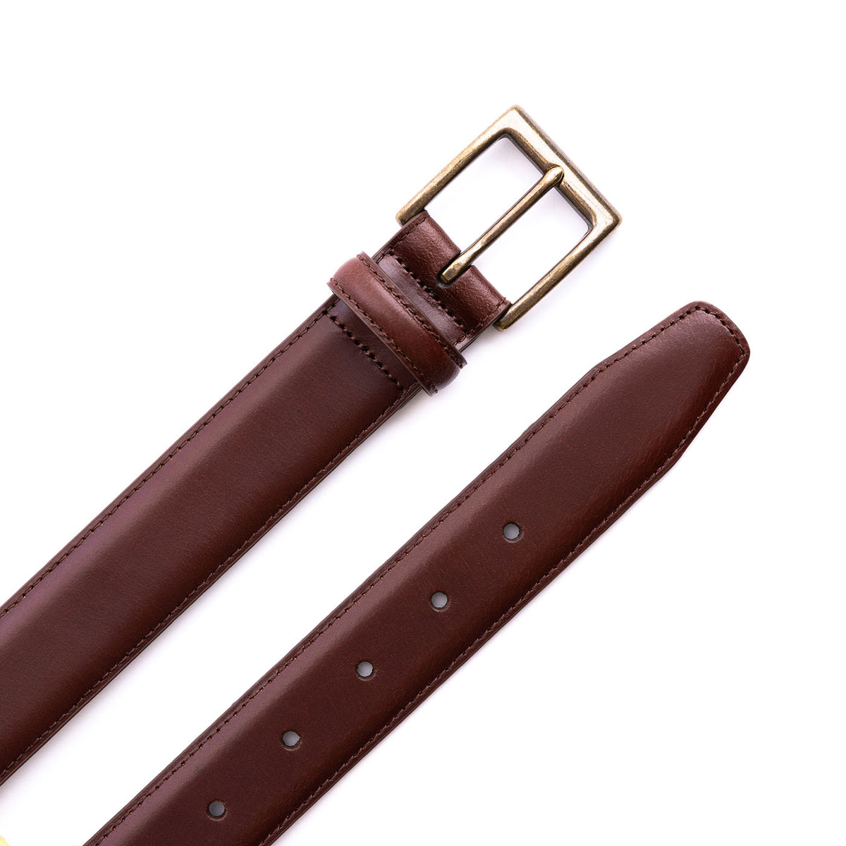 Pecan | Leather belt with antiqued brass buckle