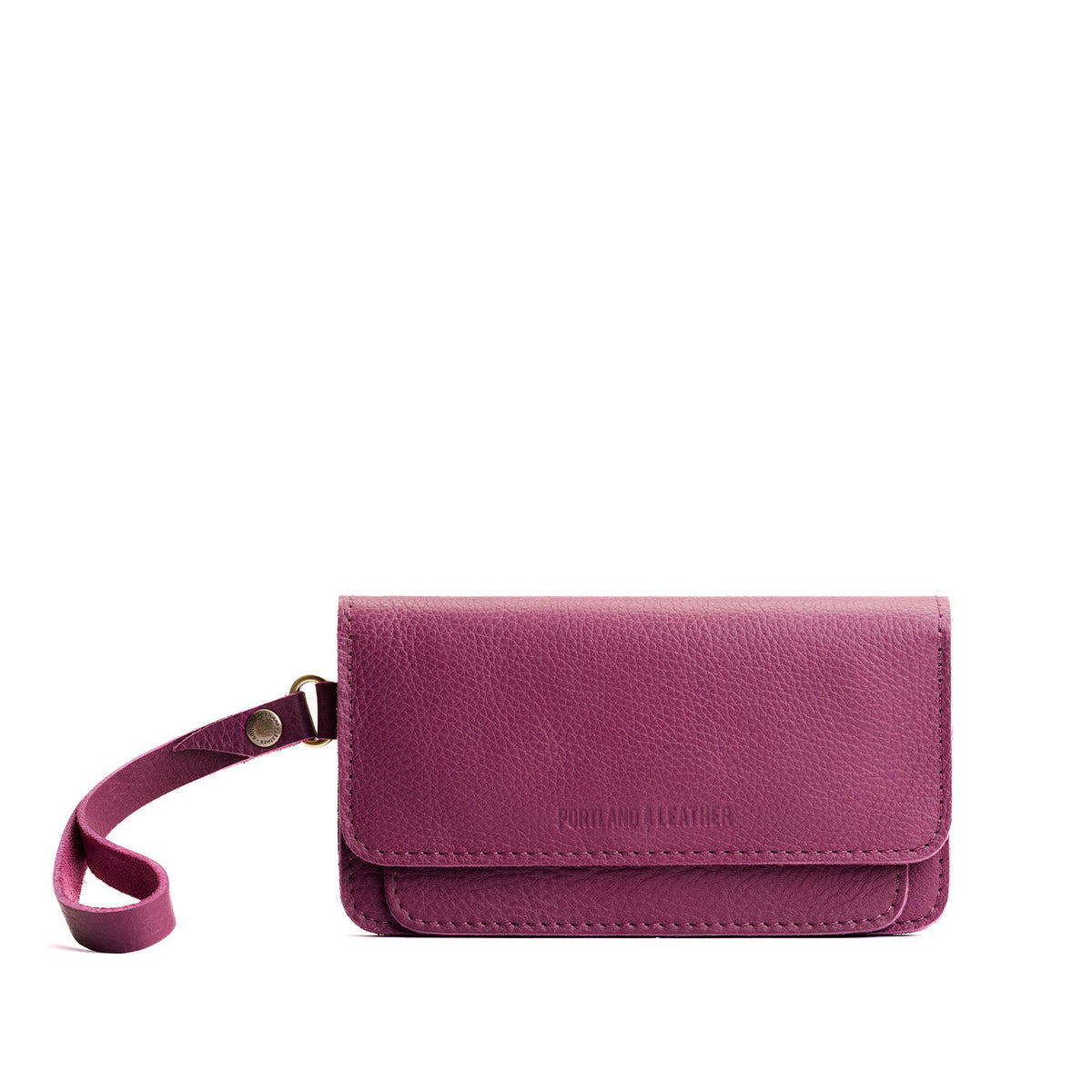 Iris | Leather wallet clutch with wristlet and magnetic closure