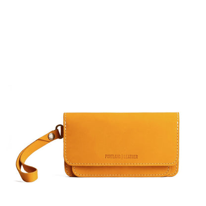 Turmeric | Leather wallet clutch with wristlet and magnetic closure