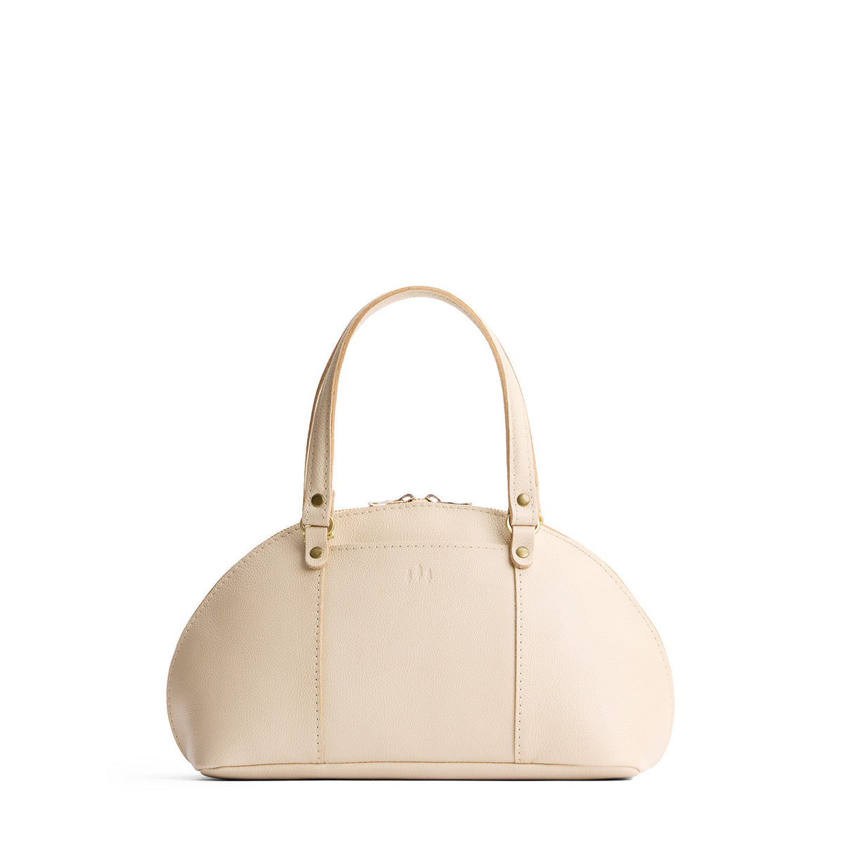 Pebbled Bone*Small | A half circle crossbody bag with handles and removable crossbody strap