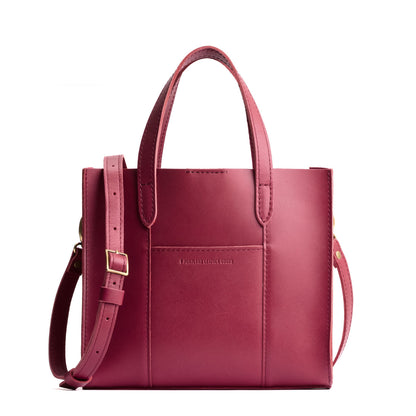 Berry Good | Structured mid-size tote bag with overlapping panels and crossbody strap