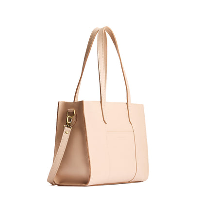 Moonflower*East/West | Structured wide tote bag with overlapping panels and crossbody strap