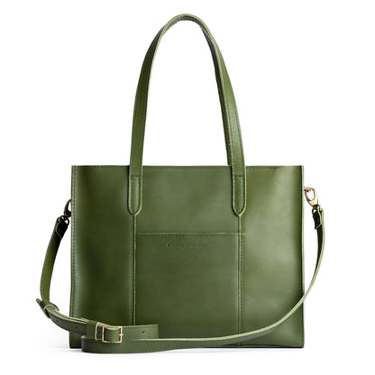 Pine*East/West | Structured wide tote bag with overlapping panels and crossbody strap