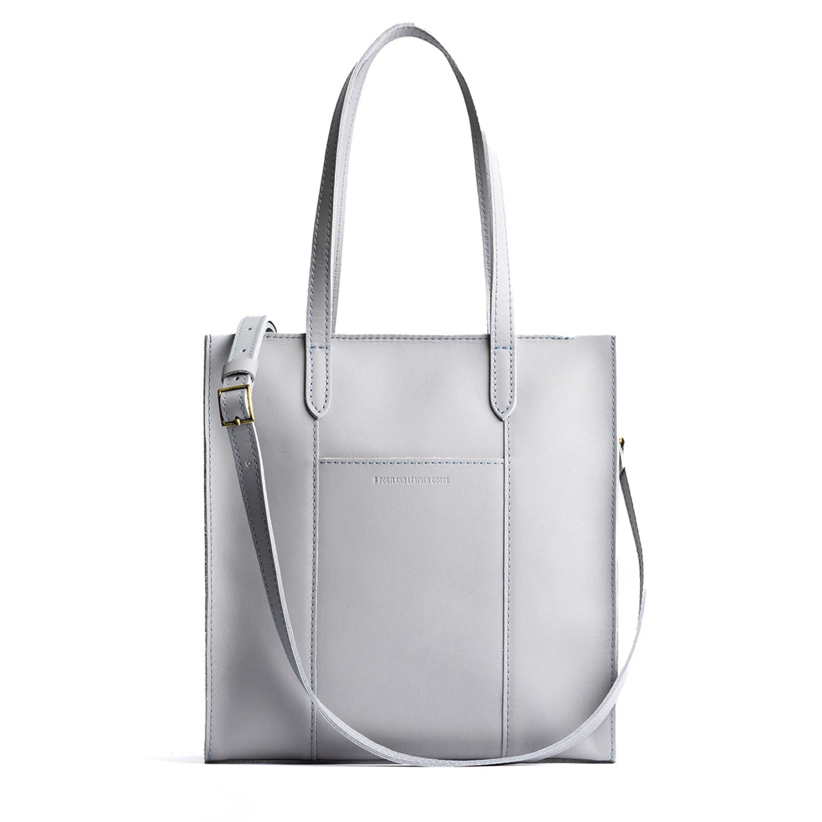 Formal Grey*North/South | Structured large tote bag with overlapping panels and crossbody strap